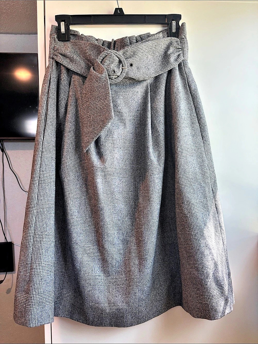 J.Crew Collection 100% Wool Midi Skirt in Gray & Brown Size Small Stretchy Waist